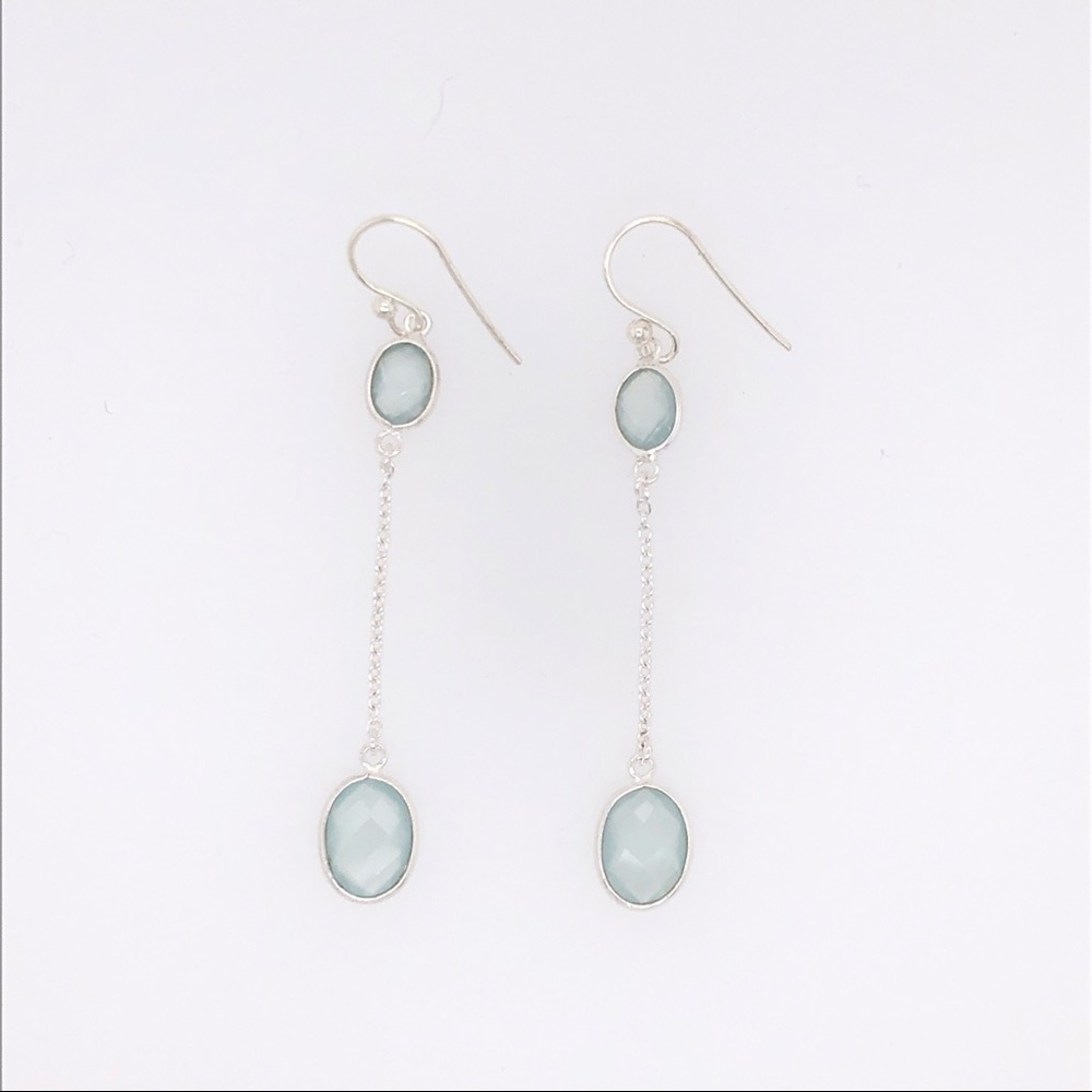 Sterling silver chalcedony dangle earrings